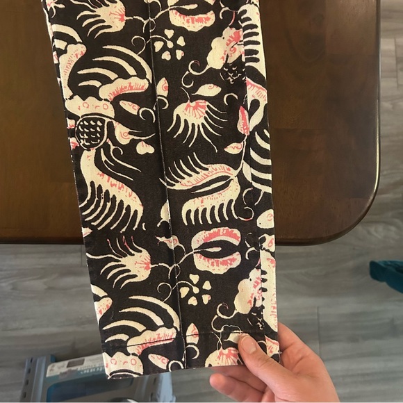 Figue Zulu Straight Leg Brown and Pink Print Cotton Cropped Pants Size M - Picture 6 of 16